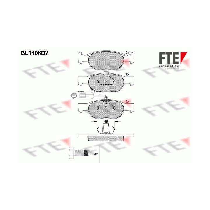 Stabdžių trinkelių rinkinys, diskinis stabdys FTE 9010181