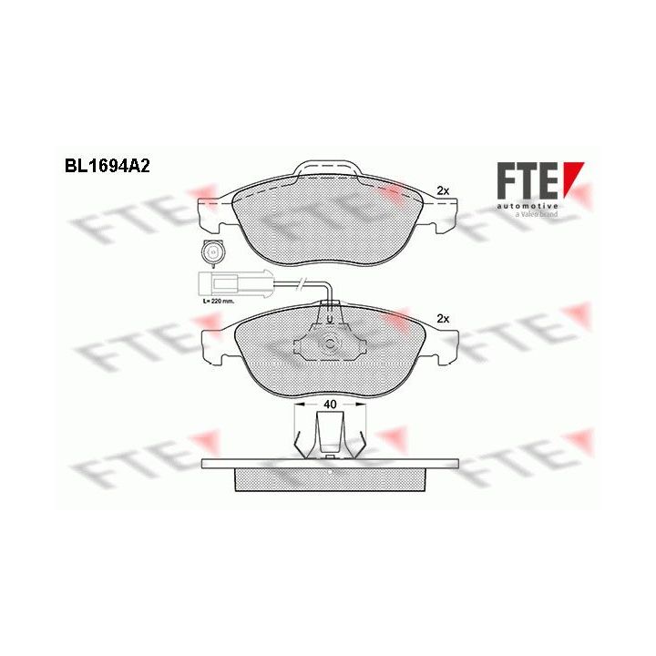 Stabdžių trinkelių rinkinys, diskinis stabdys FTE 9010304