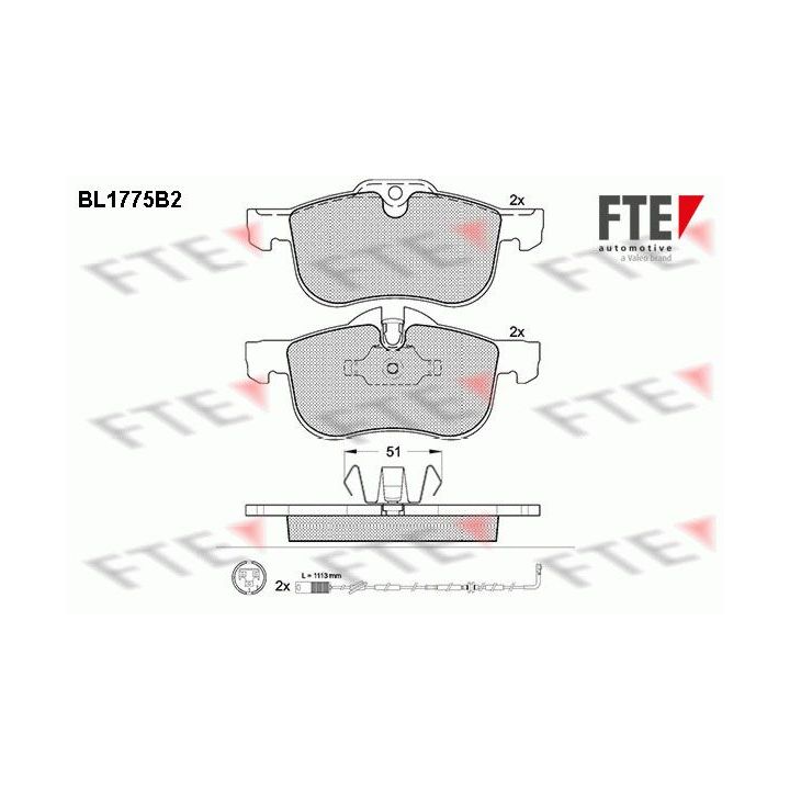 Stabdžių trinkelių rinkinys, diskinis stabdys FTE 9010346
