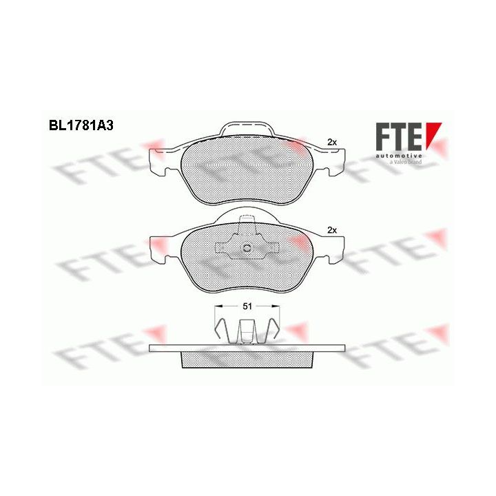 Stabdžių trinkelių rinkinys, diskinis stabdys FTE 9010351