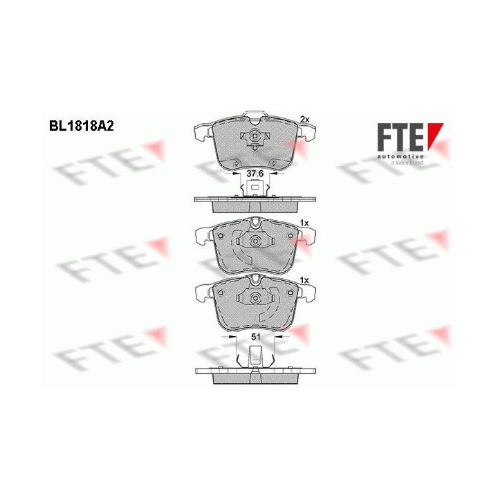 Stabdžių trinkelių rinkinys, diskinis stabdys FTE 9010396