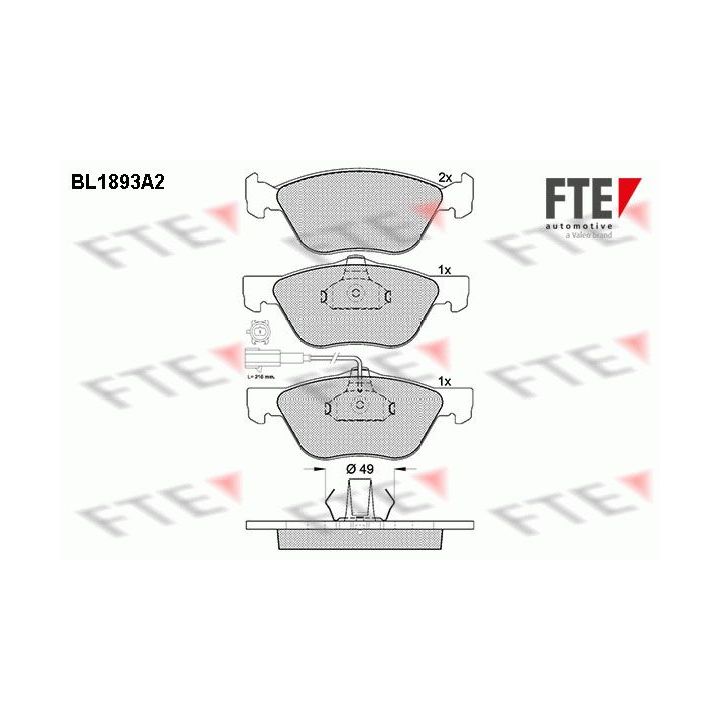 Stabdžių trinkelių rinkinys, diskinis stabdys FTE 9010480