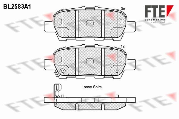 Stabdžių trinkelių rinkinys, diskinis stabdys FTE 9010833