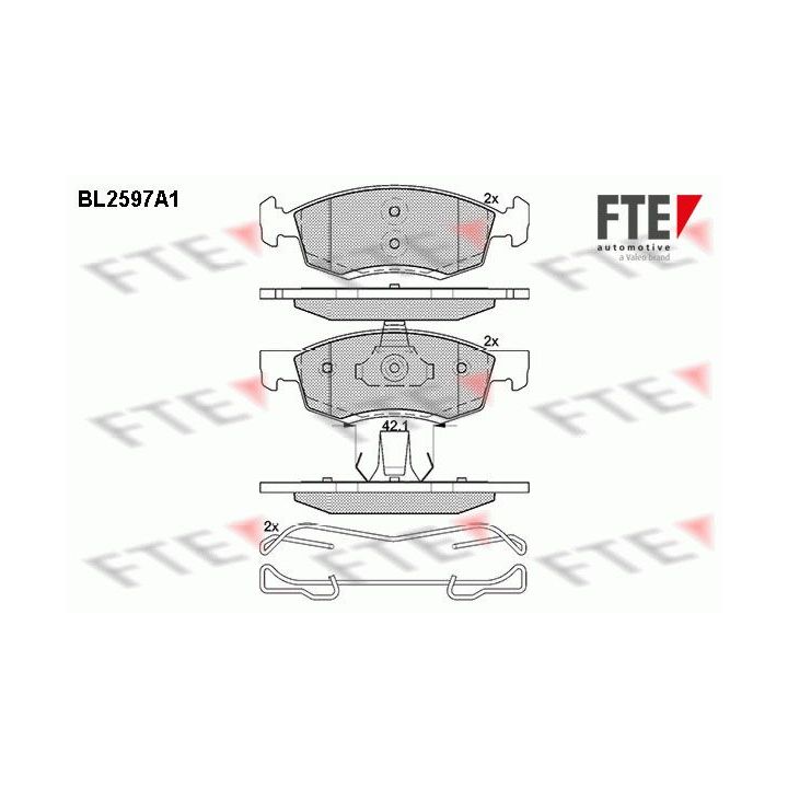 Stabdžių trinkelių rinkinys, diskinis stabdys FTE 9010848