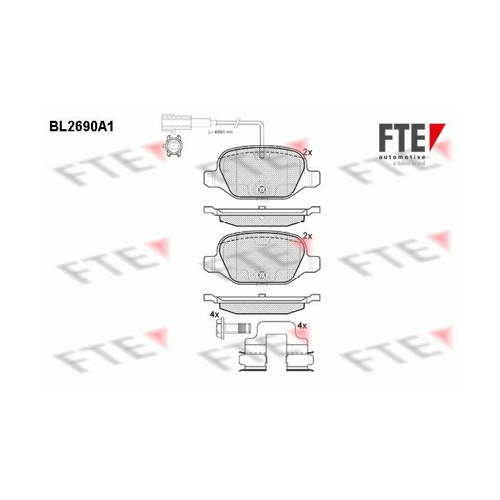 Stabdžių trinkelių rinkinys, diskinis stabdys FTE 9010920
