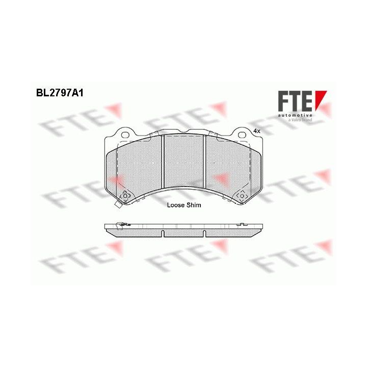 Stabdžių trinkelių rinkinys, diskinis stabdys FTE 9010989