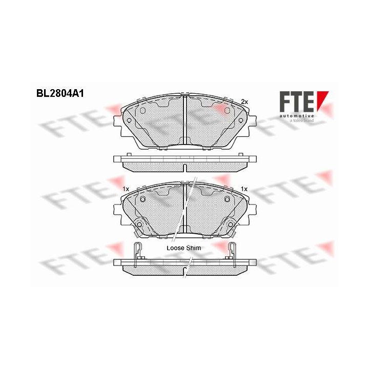 Stabdžių trinkelių rinkinys, diskinis stabdys FTE 9010994
