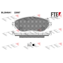 Stabdžių trinkelių rinkinys, diskinis stabdys FTE 9011024
