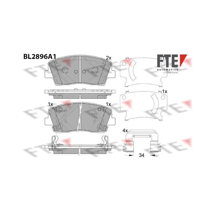 Stabdžių trinkelių rinkinys, diskinis stabdys FTE 9011137