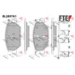 Stabdžių trinkelių rinkinys, diskinis stabdys FTE 9011138