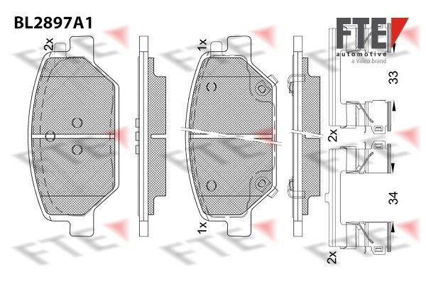 Stabdžių trinkelių rinkinys, diskinis stabdys FTE 9011138