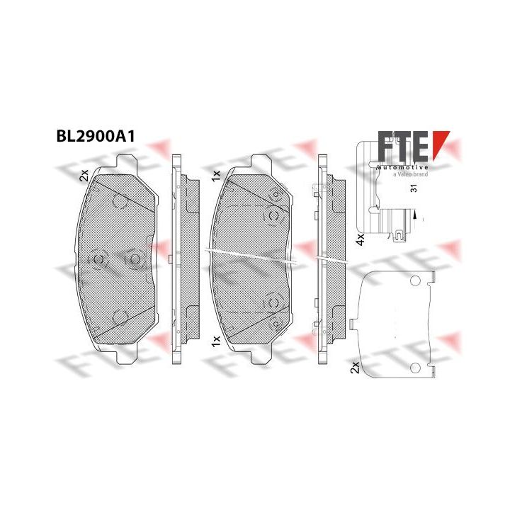 Stabdžių trinkelių rinkinys, diskinis stabdys FTE 9011141