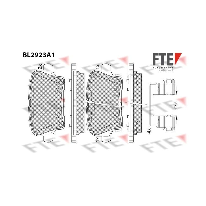 Stabdžių trinkelių rinkinys, diskinis stabdys FTE 9011166