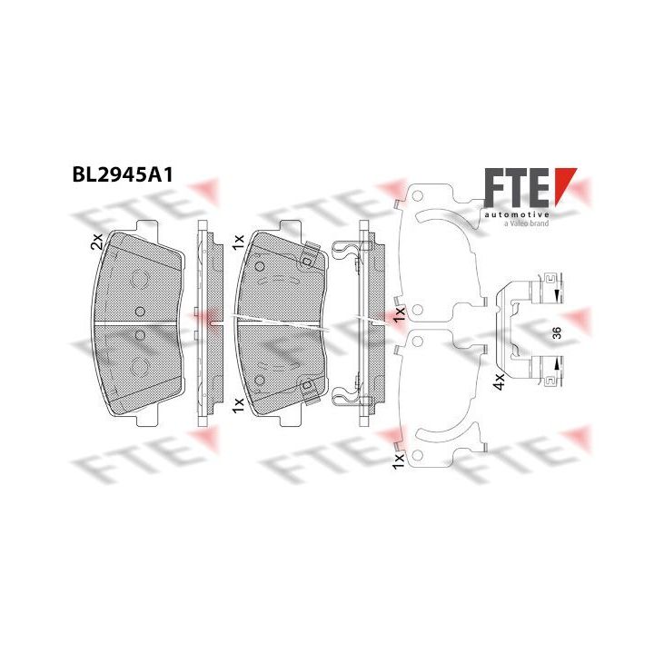 Stabdžių trinkelių rinkinys, diskinis stabdys FTE 9011189