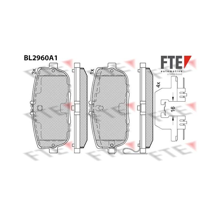 Stabdžių trinkelių rinkinys, diskinis stabdys FTE 9011203