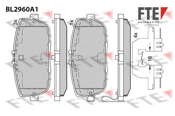 Stabdžių trinkelių rinkinys, diskinis stabdys FTE 9011203