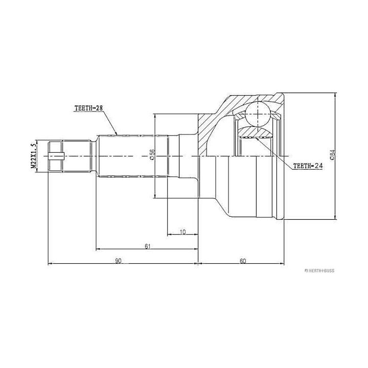 Jungčių komplektas, kardaninis velenas HERTH+BUSS JAKOPARTS J28203103