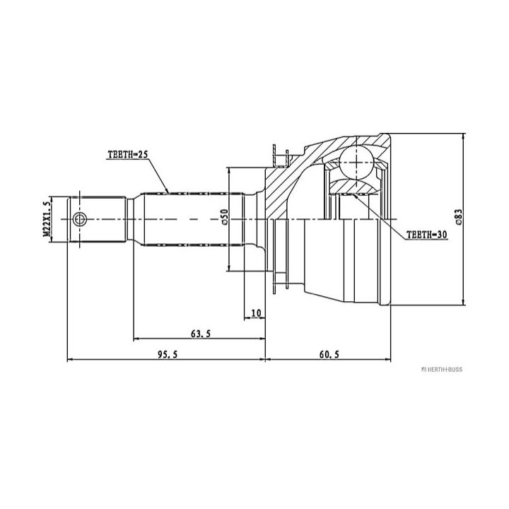 Jungčių komplektas, kardaninis velenas HERTH+BUSS JAKOPARTS J2820504