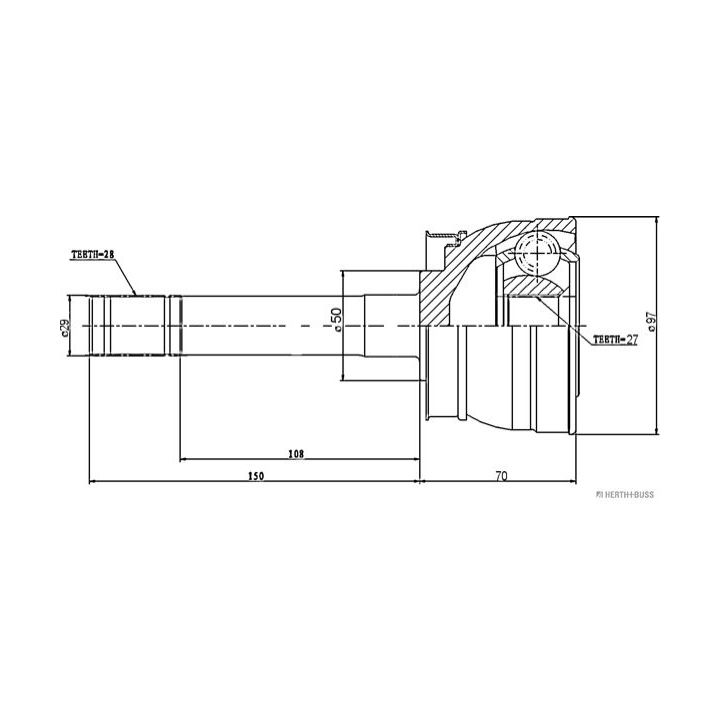 Jungčių komplektas, kardaninis velenas HERTH+BUSS JAKOPARTS J2821033