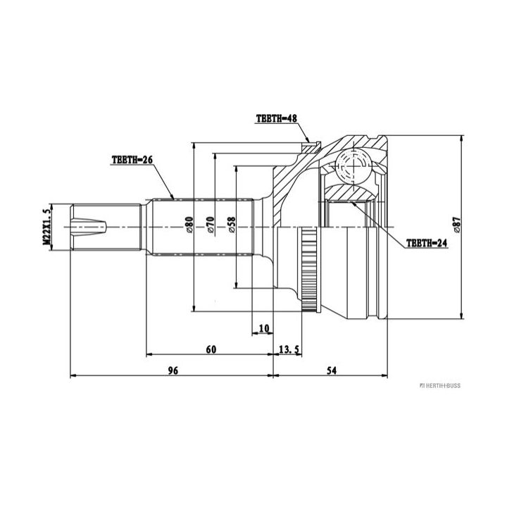 Jungčių komplektas, kardaninis velenas HERTH+BUSS JAKOPARTS J2822132