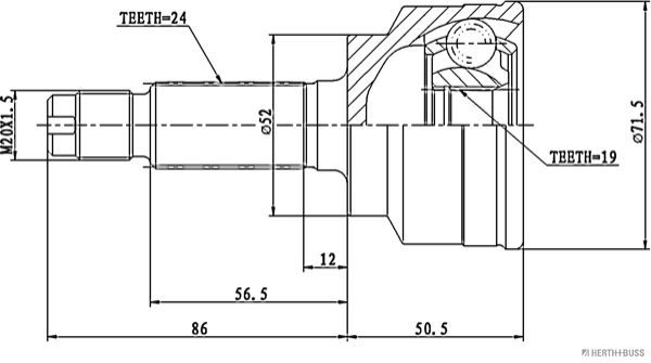 Jungčių komplektas, kardaninis velenas HERTH+BUSS JAKOPARTS J2823015