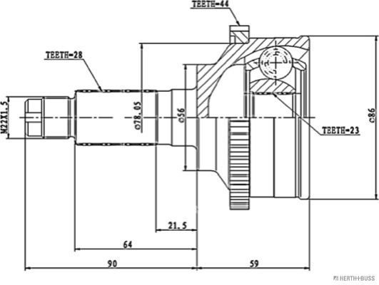 Jungčių komplektas, kardaninis velenas HERTH+BUSS JAKOPARTS J2823110