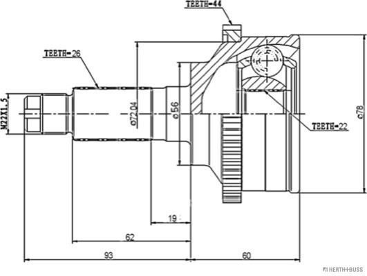 Jungčių komplektas, kardaninis velenas HERTH+BUSS JAKOPARTS J2823120