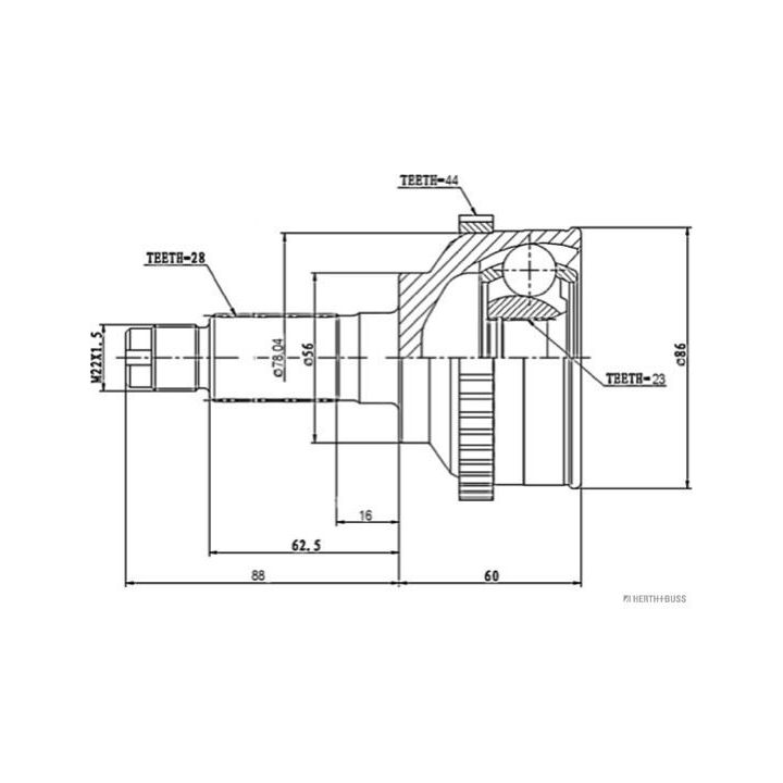 Jungčių komplektas, kardaninis velenas HERTH+BUSS JAKOPARTS J2823123