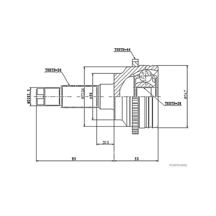 Jungčių komplektas, kardaninis velenas HERTH+BUSS JAKOPARTS J2823130
