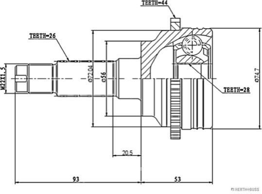 Jungčių komplektas, kardaninis velenas HERTH+BUSS JAKOPARTS J2823130