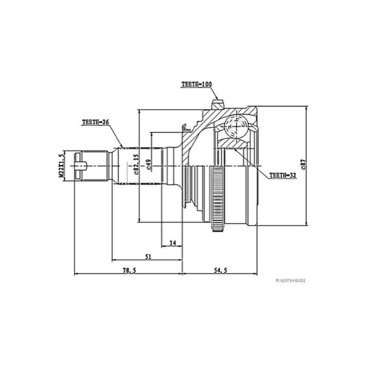 Jungčių komplektas, kardaninis velenas HERTH+BUSS JAKOPARTS J2824106