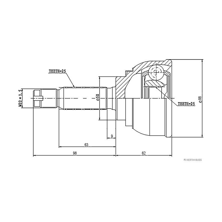 Jungčių komplektas, kardaninis velenas HERTH+BUSS JAKOPARTS J2825003