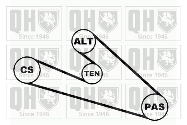 V formos rumbuotas diržas, komplektas QUINTON HAZELL QDK10