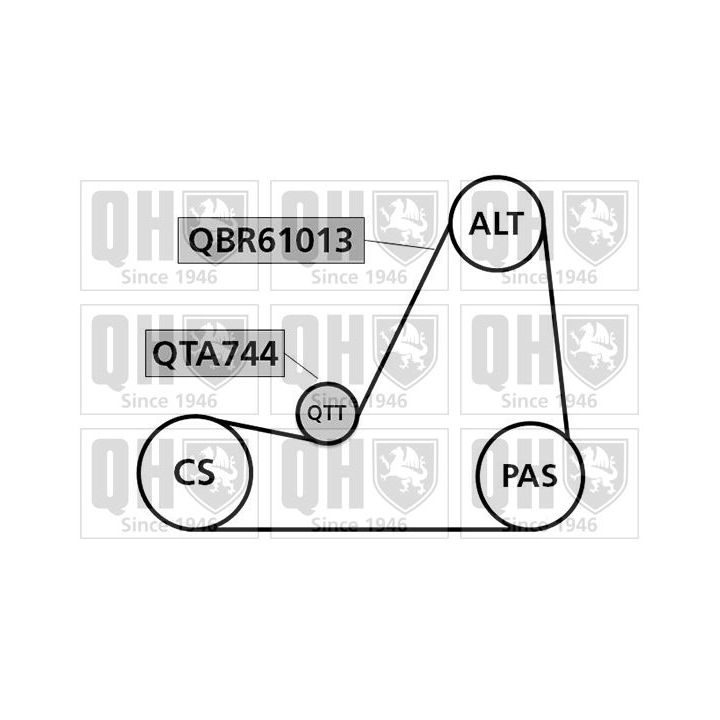 V formos rumbuotas diržas, komplektas QUINTON HAZELL QDK12
