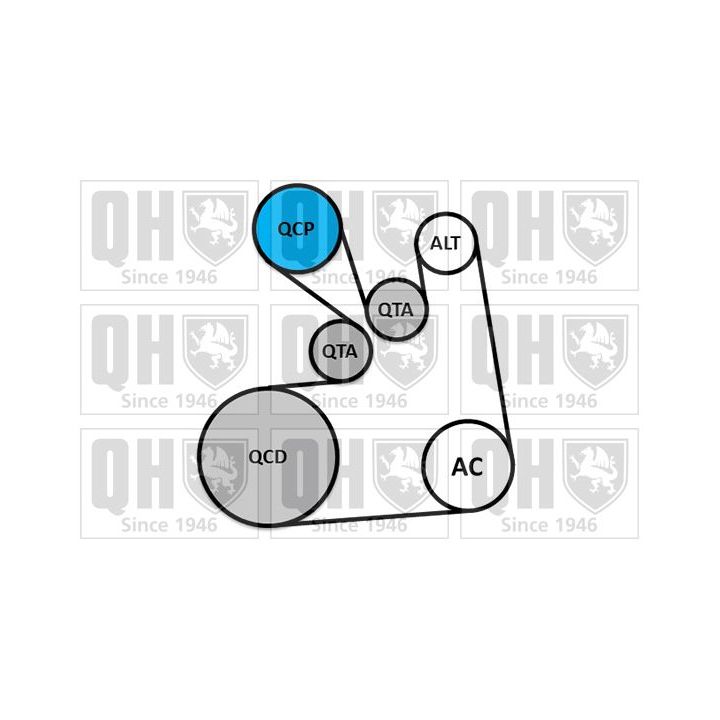 V formos rumbuotas diržas, komplektas QUINTON HAZELL QDK128