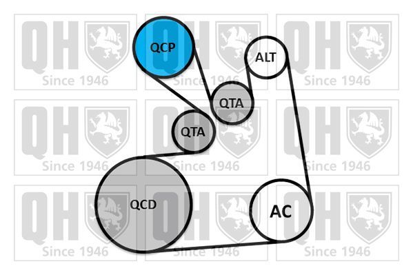 V formos rumbuotas diržas, komplektas QUINTON HAZELL QDK128