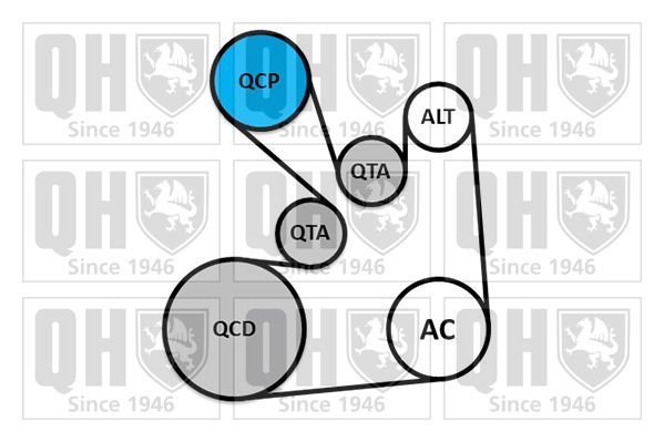 V formos rumbuotas diržas, komplektas QUINTON HAZELL QDK130