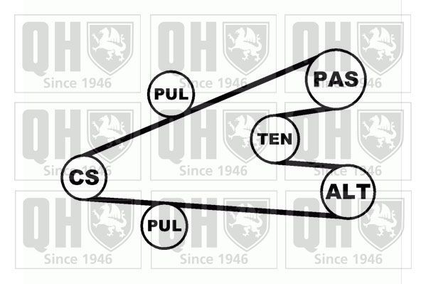 V formos rumbuotas diržas, komplektas QUINTON HAZELL QDK15