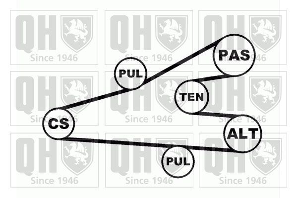 V formos rumbuotas diržas, komplektas QUINTON HAZELL QDK15