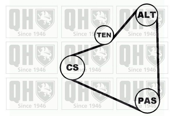 V formos rumbuotas diržas, komplektas QUINTON HAZELL QDK19