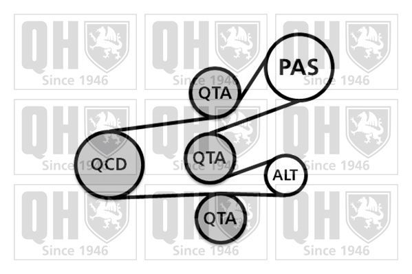 V formos rumbuotas diržas, komplektas QUINTON HAZELL QDK26