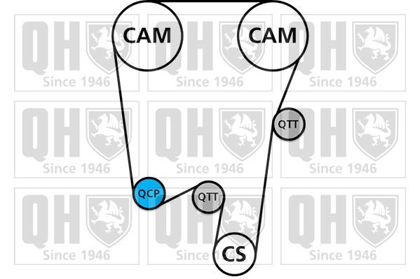 Vandens siurblio ir paskirstymo diržo komplektas QUINTON HAZELL QBPK2620