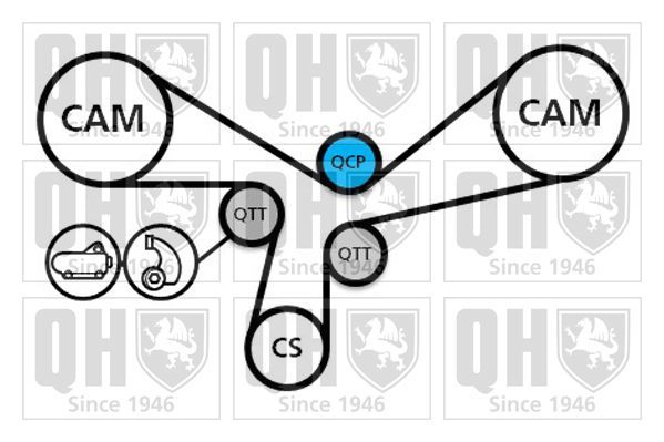 Vandens siurblio ir paskirstymo diržo komplektas QUINTON HAZELL QBPK6700