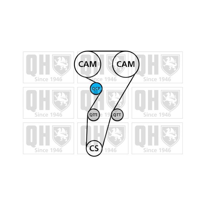 Vandens siurblio ir paskirstymo diržo komplektas QUINTON HAZELL QBPK7910