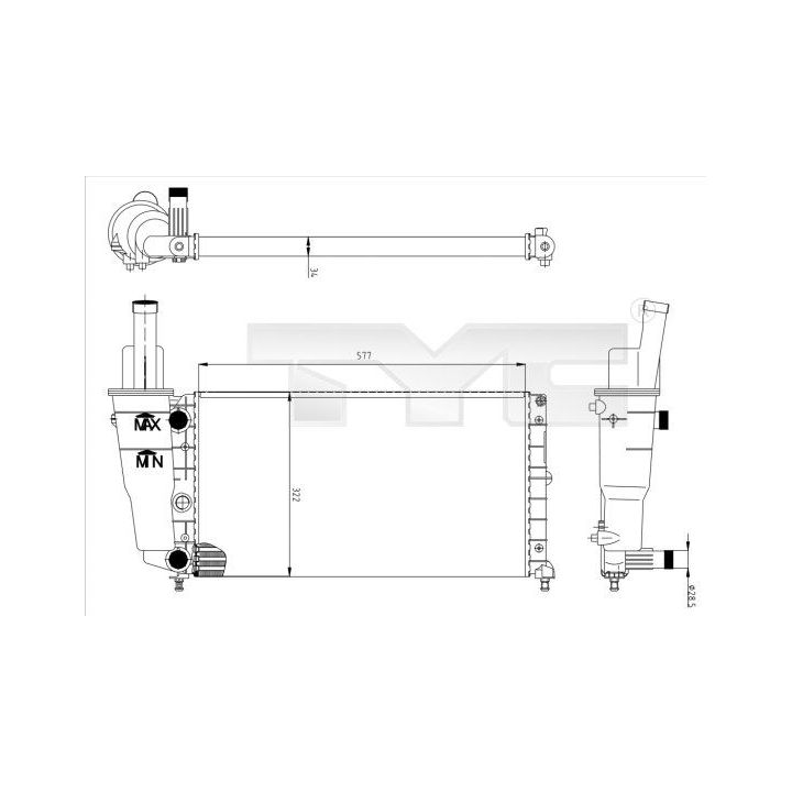 Radiatorius, variklio aušinimas TYC 709-0005