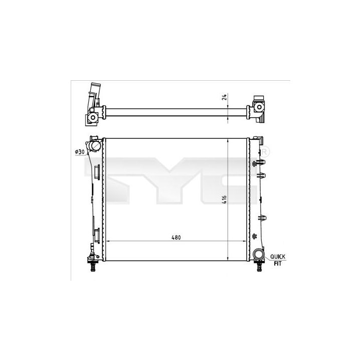Radiatorius, variklio aušinimas TYC 709-0023-R