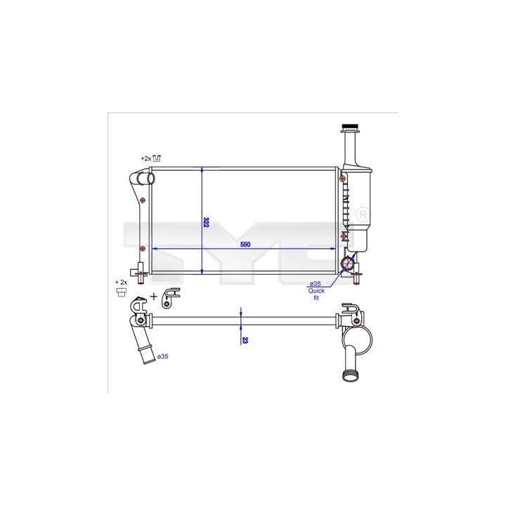 Radiatorius, variklio aušinimas TYC 709-0025-R