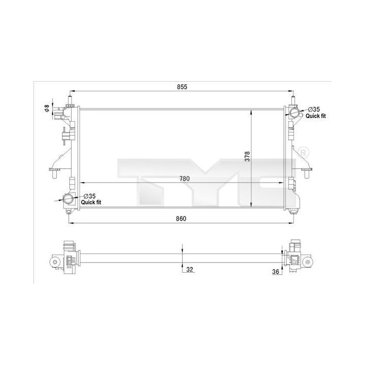 Radiatorius, variklio aušinimas TYC 709-0028-R