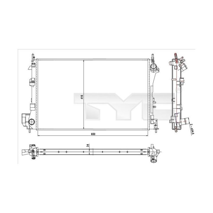 Radiatorius, variklio aušinimas TYC 725-0010-R