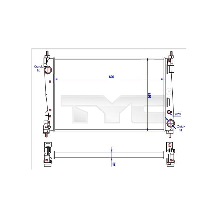 Radiatorius, variklio aušinimas TYC 725-0042-R